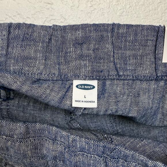 Old Navy High Rise Wide Leg Linen Blend Pants Chambray Blue NWT Size Large - Picture 4 of 5